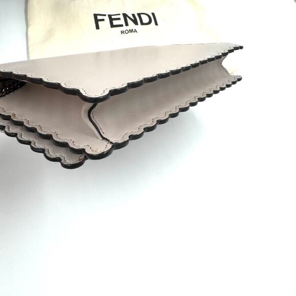 Fendi Beige Blue Orange Owl WOC Crossbody Bag SHW Scalloped Edges - Picture 4 of 14